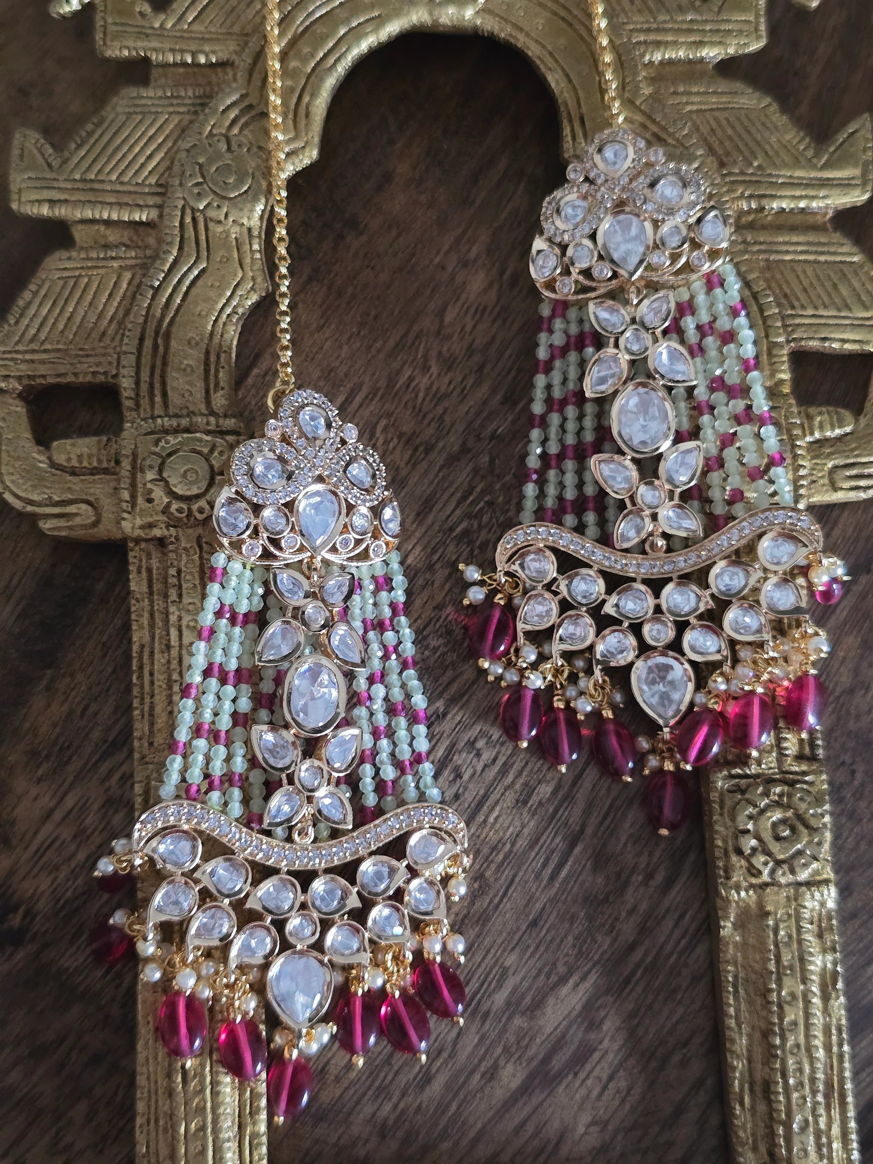 Mughal Inspired Kundan, Pearl & Onyx Dangler Passa Earrings