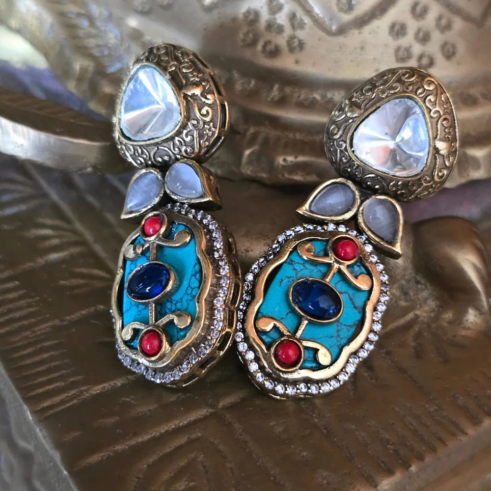 Exquisite Jadau Polki Style Choker Necklace & Earring Set - Traditional Indian Jewelry