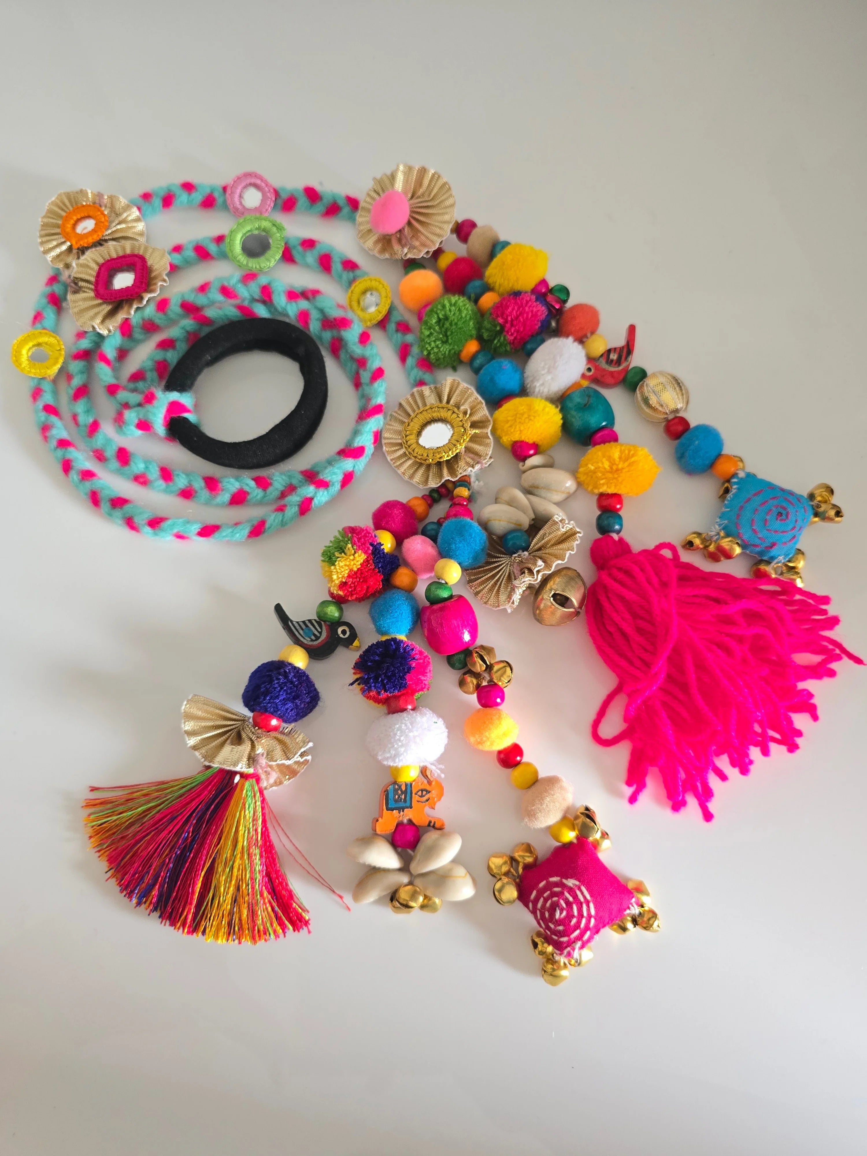 Vibrant Boho Handcrafted Punjabi Paranda/Parandi - Hair Accessory/Braid Tassels