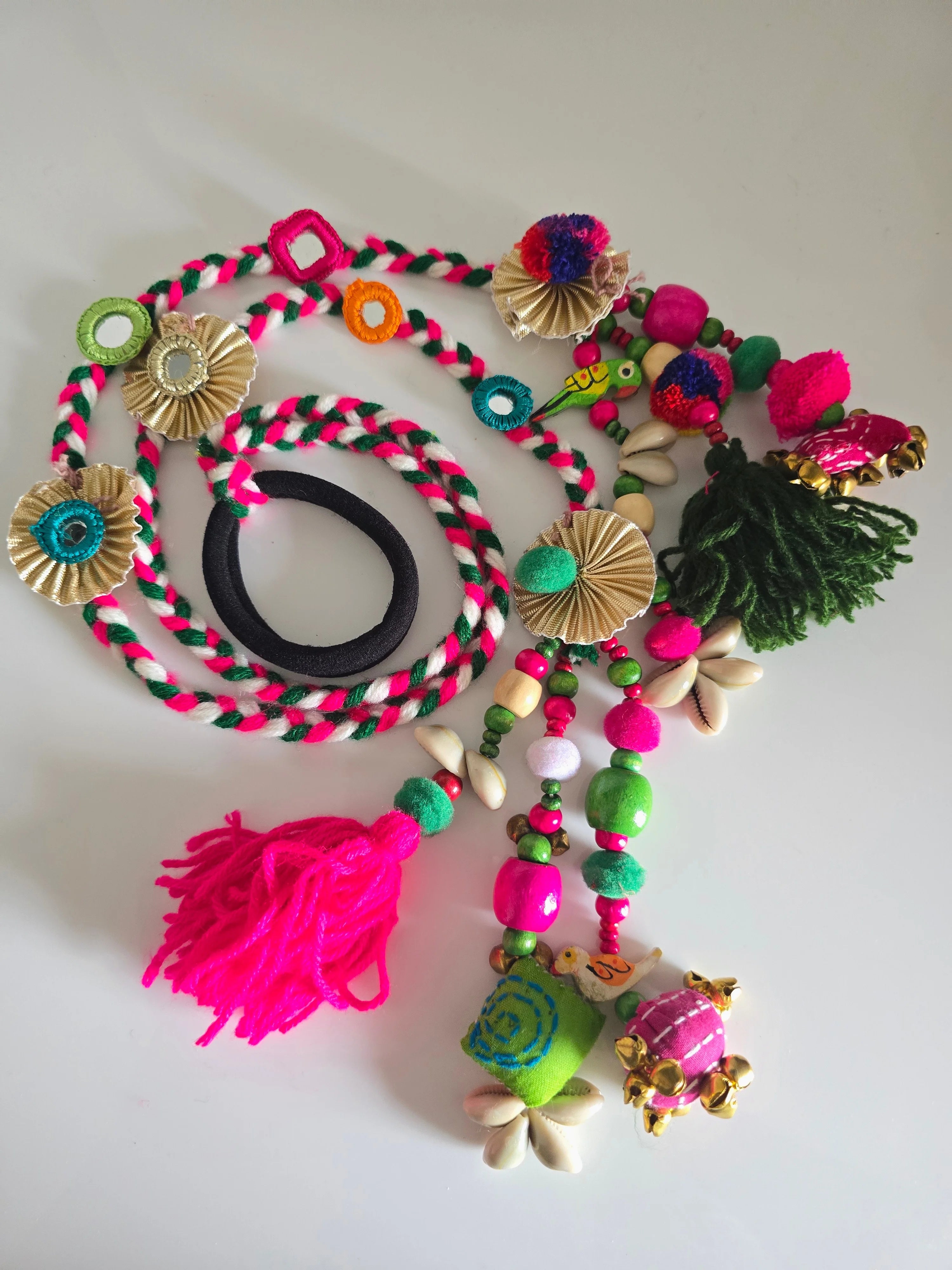 Vibrant Boho Handcrafted Punjabi Paranda/Parandi - Hair Accessory/Braid Tassels