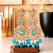 Kundan Polki Drop Earrings - Dual Tone Plating