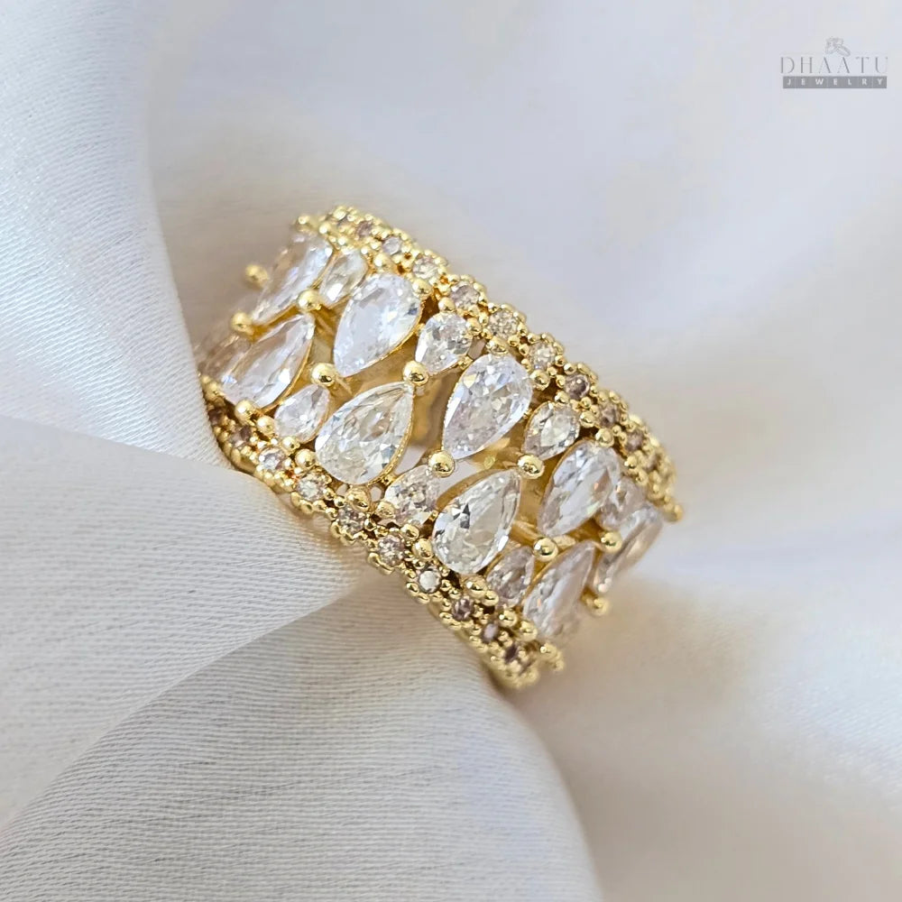 Dhaatu Pavé & Pear Crystal Fashion Ring