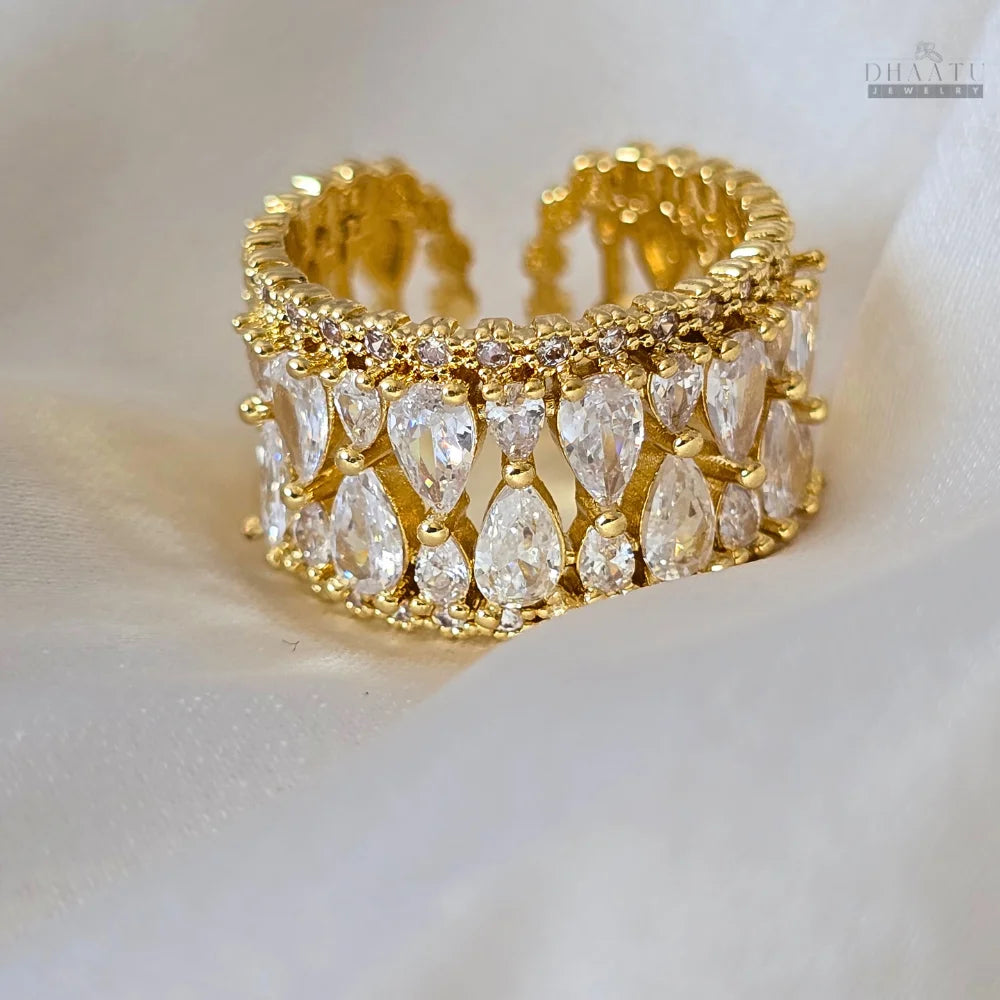 Dhaatu Pavé & Pear Crystal Fashion Ring