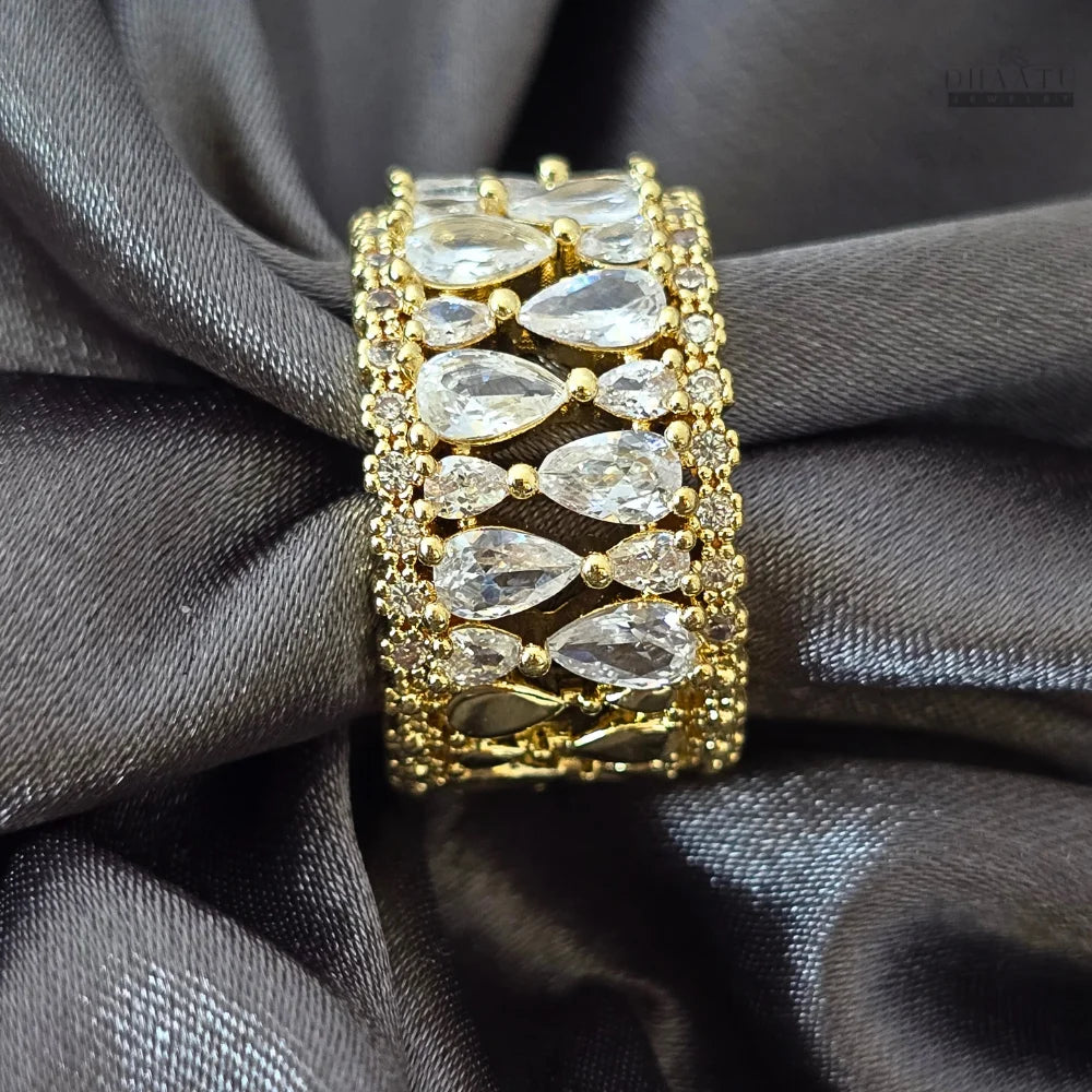 Dhaatu Pavé & Pear Crystal Fashion Ring