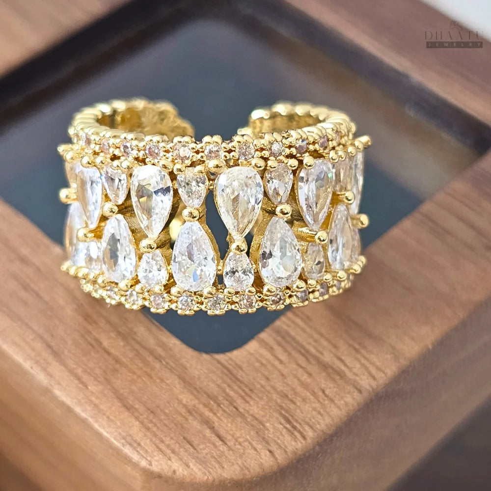 Dhaatu Pavé & Pear Crystal Fashion Ring