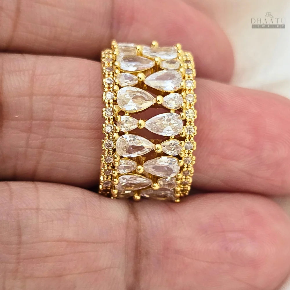 Dhaatu Pavé & Pear Crystal Fashion Ring