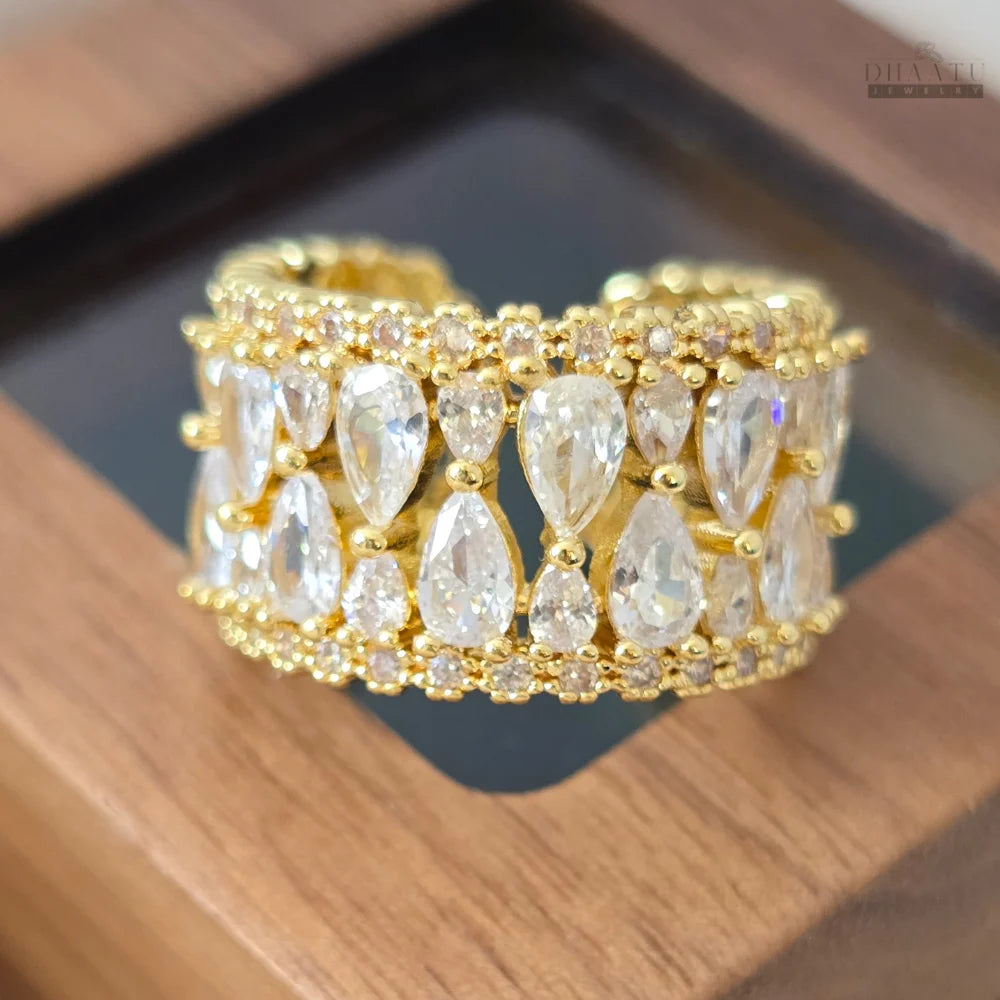 Dhaatu Pavé & Pear Crystal Fashion Ring