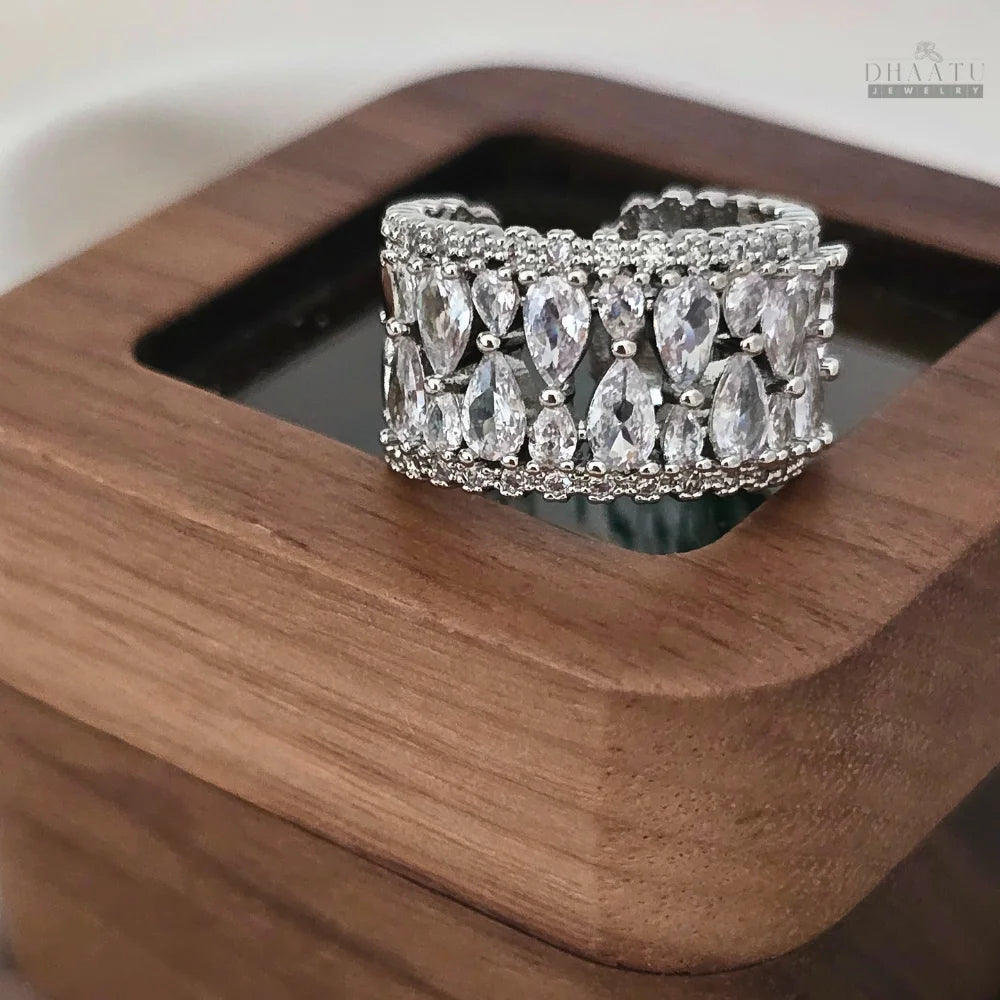 Dhaatu Pavé & Pear Crystal Fashion Ring