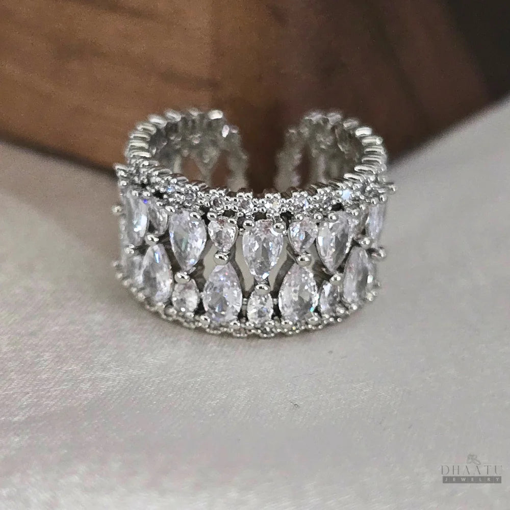 Dhaatu Pavé & Pear Crystal Fashion Ring