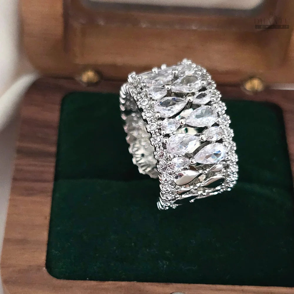 Dhaatu Pavé & Pear Crystal Fashion Ring