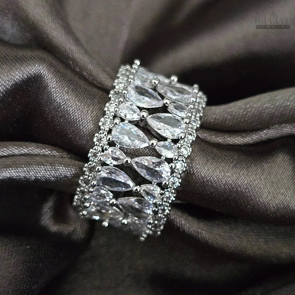 Dhaatu Pavé & Pear Crystal Fashion Ring