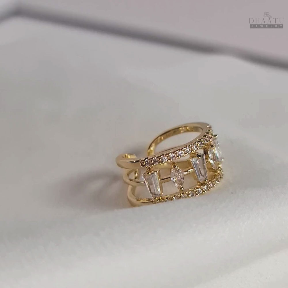 Load video: Dhaatu Unique Bar & Round Crystal Fashion Ring