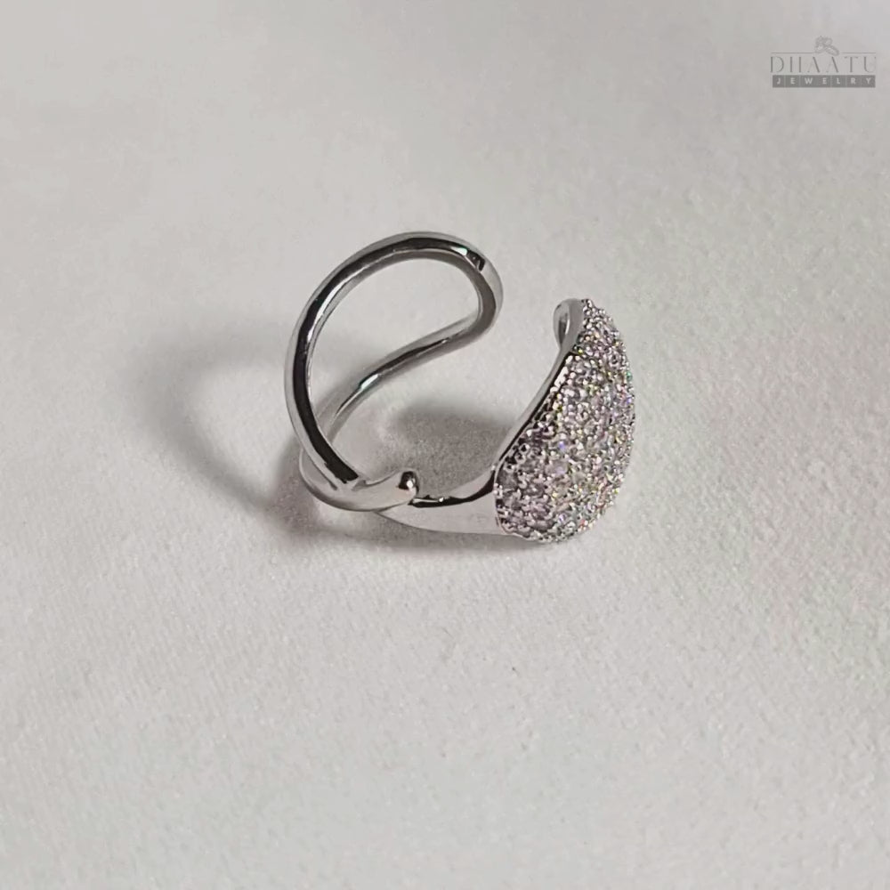 Load video: Dhaatu Unique Dome Pavé Crystal Ring