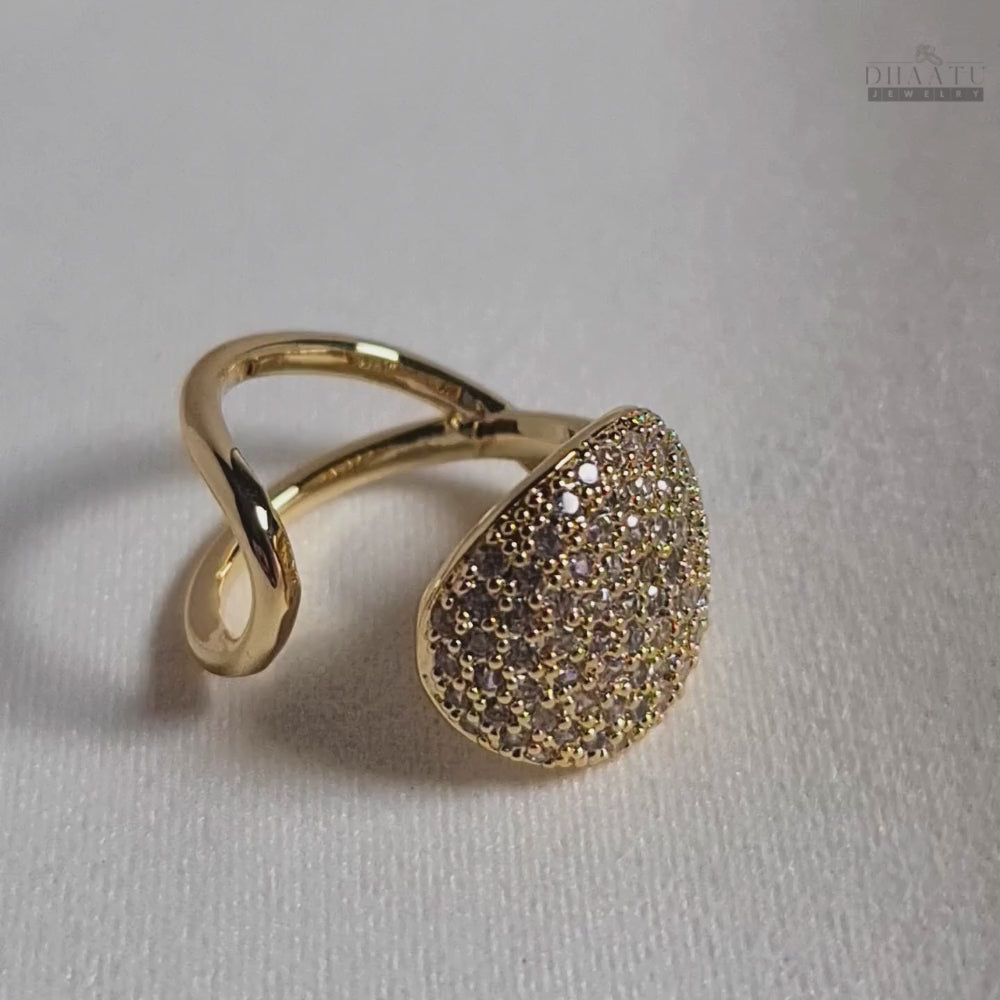 Load video: Dhaatu Unique Dome Pavé Crystal Ring