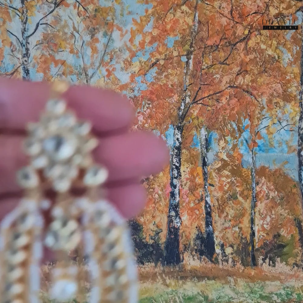 Load video: Kundan & Pearl Chandbali Earrings with Sahare | Indian Statement Wedding & Festive Jewelry