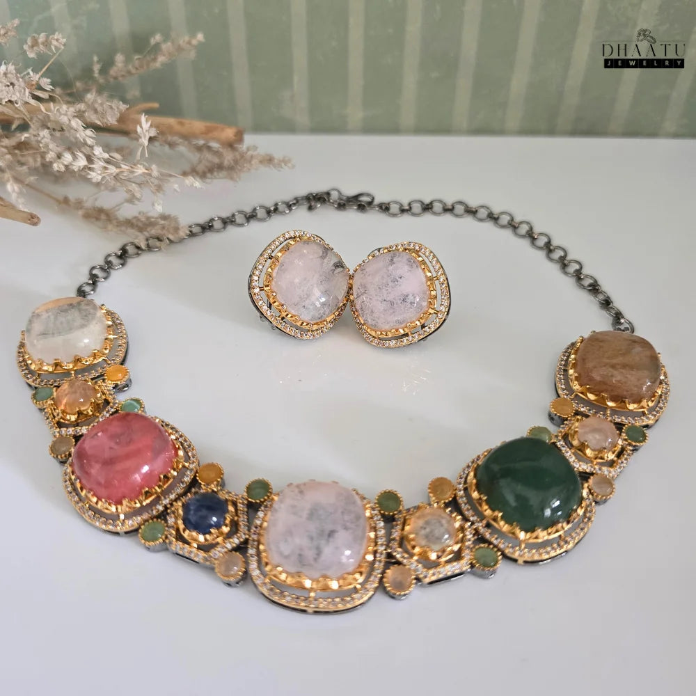 Rivaayat Multi-Stone Kundan-Style Statement Necklace Set