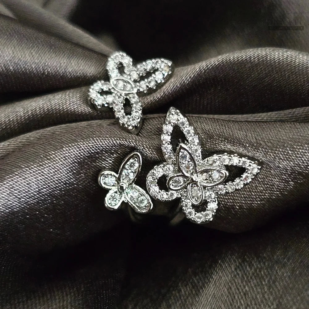 Dhaatu Triple Butterfly Crystal Statement Ring