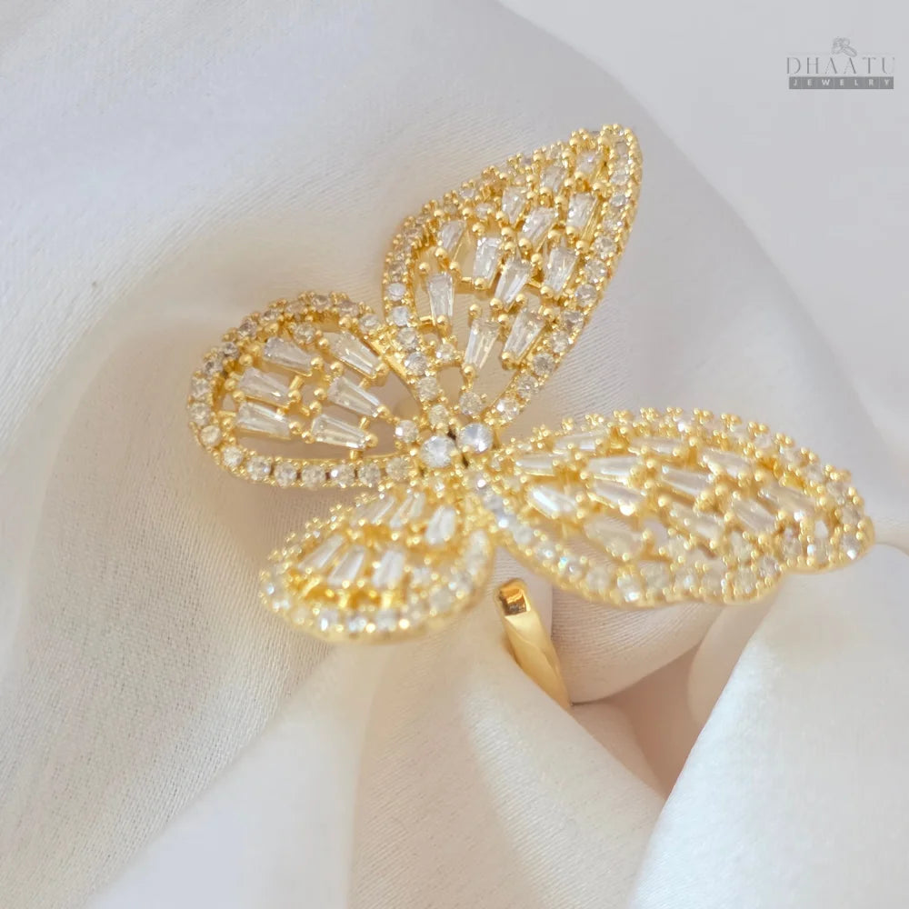 Dhaatu Pavé & Baguette Butterfly Statement Ring