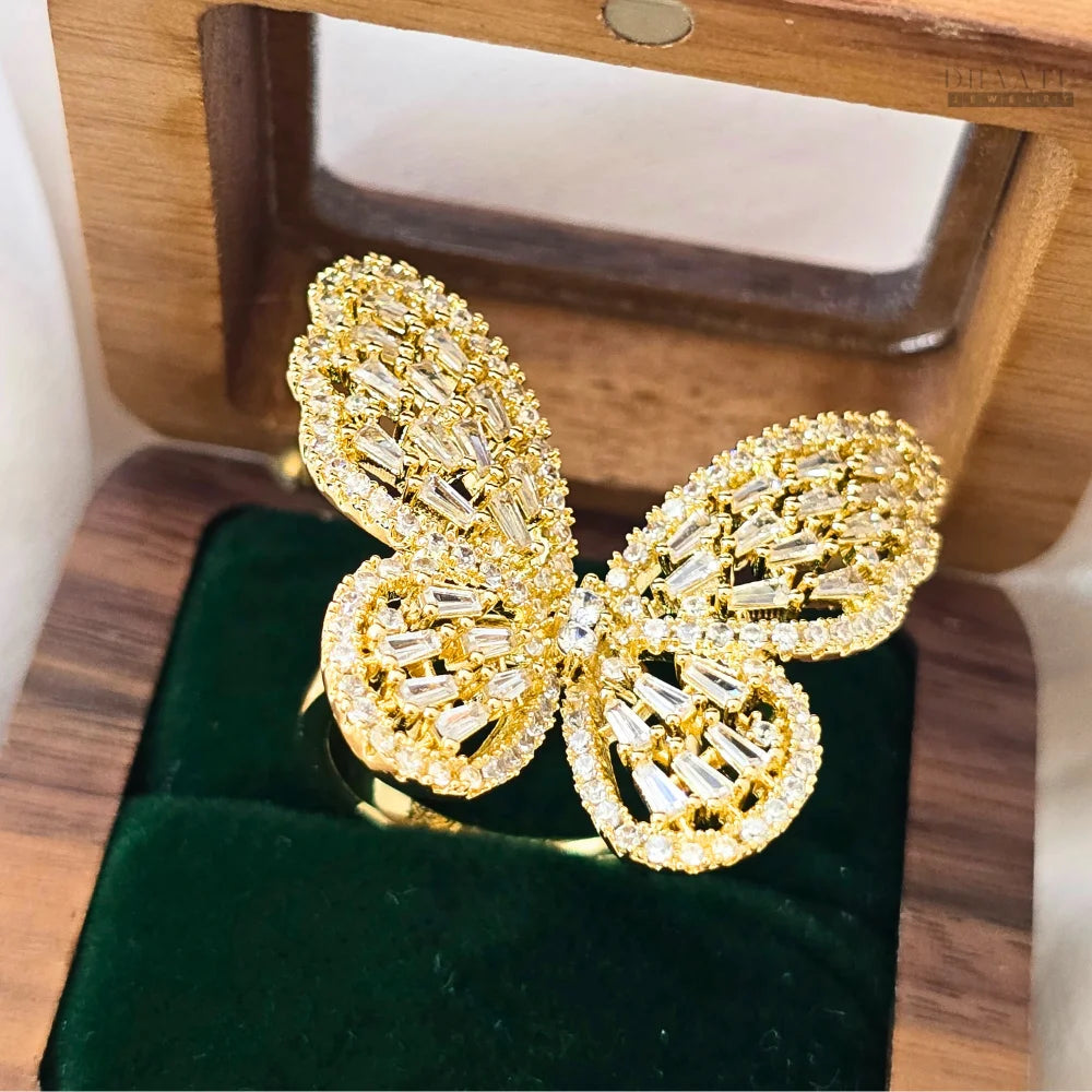 Dhaatu Pavé & Baguette Butterfly Statement Ring