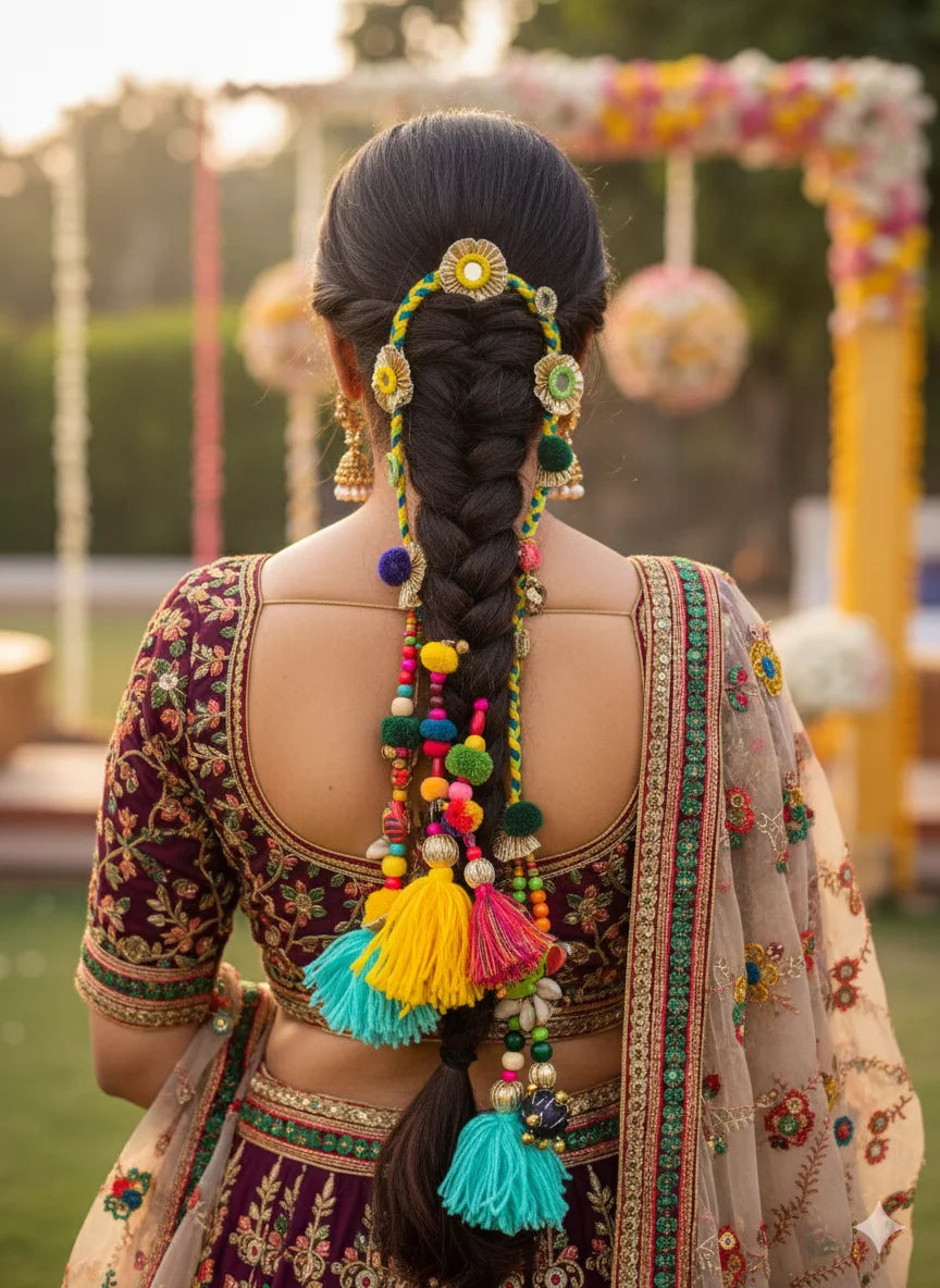 Vibrant Boho Handcrafted Punjabi Paranda/Parandi - Hair Accessory/Braid Tassels