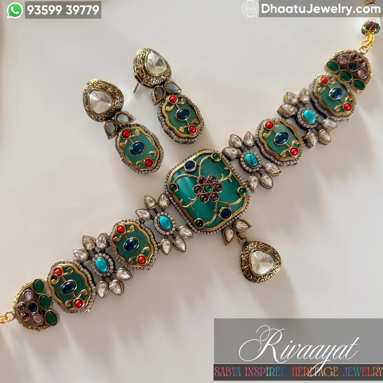 Exquisite Jadau Polki Style Choker Necklace & Earring Set - Traditional Indian Jewelry