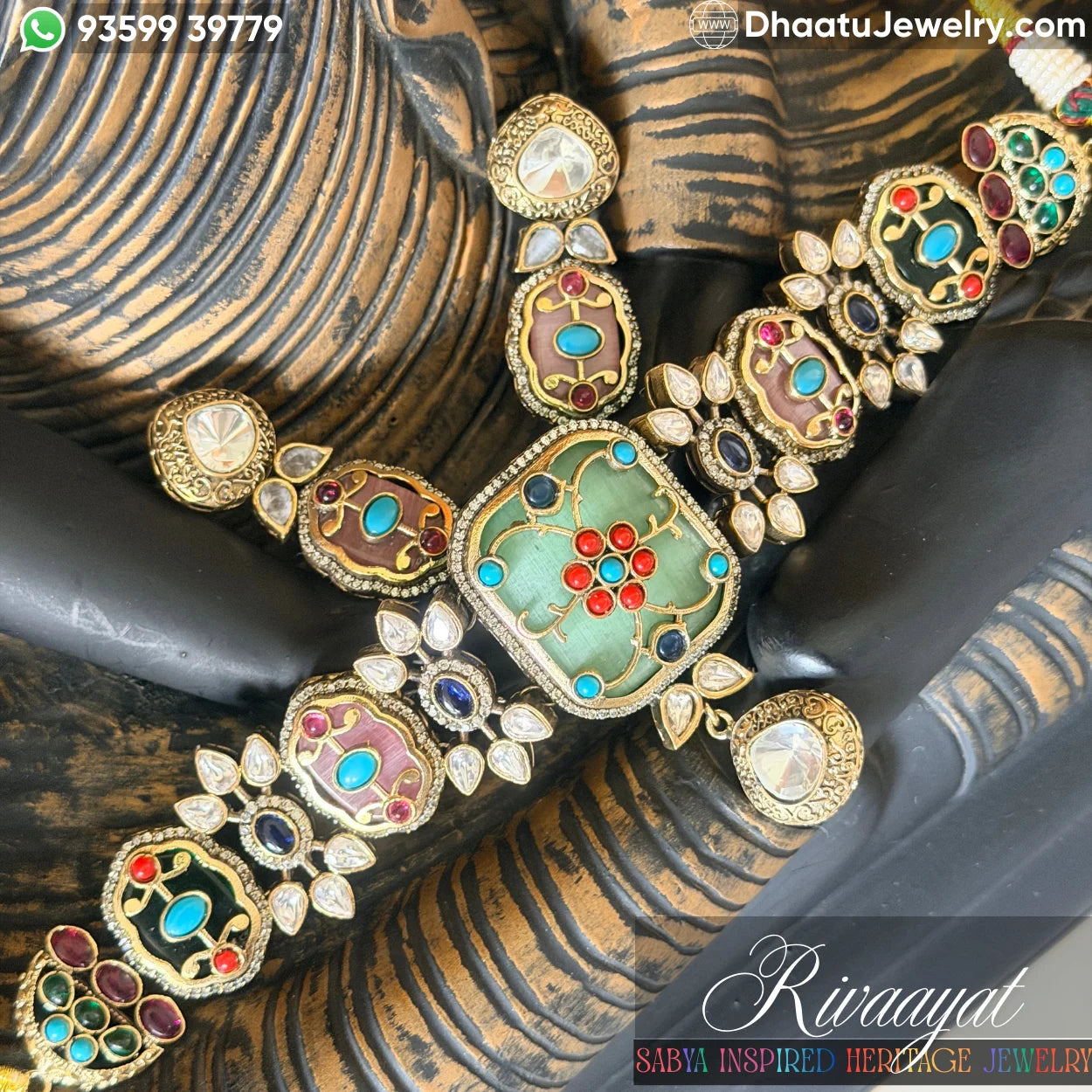 Exquisite Jadau Polki Style Choker Necklace & Earring Set - Traditional Indian Jewelry