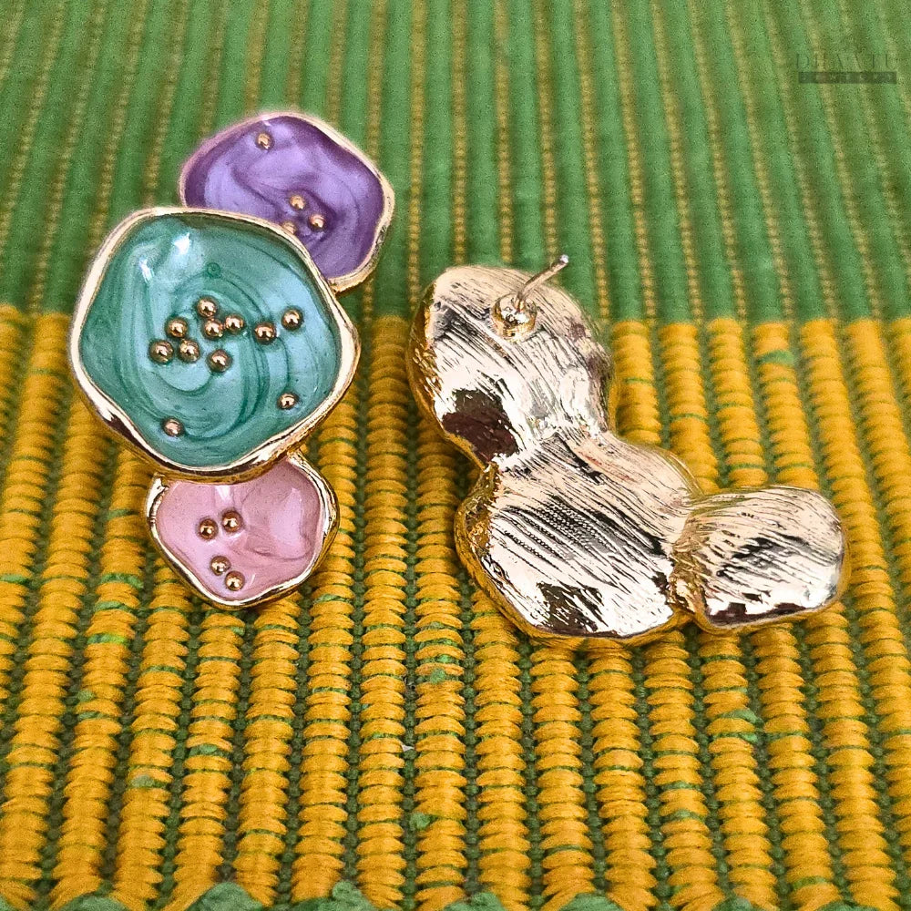 Modern Abstract Flower Studs - Green, Blue, Lilac & Blush