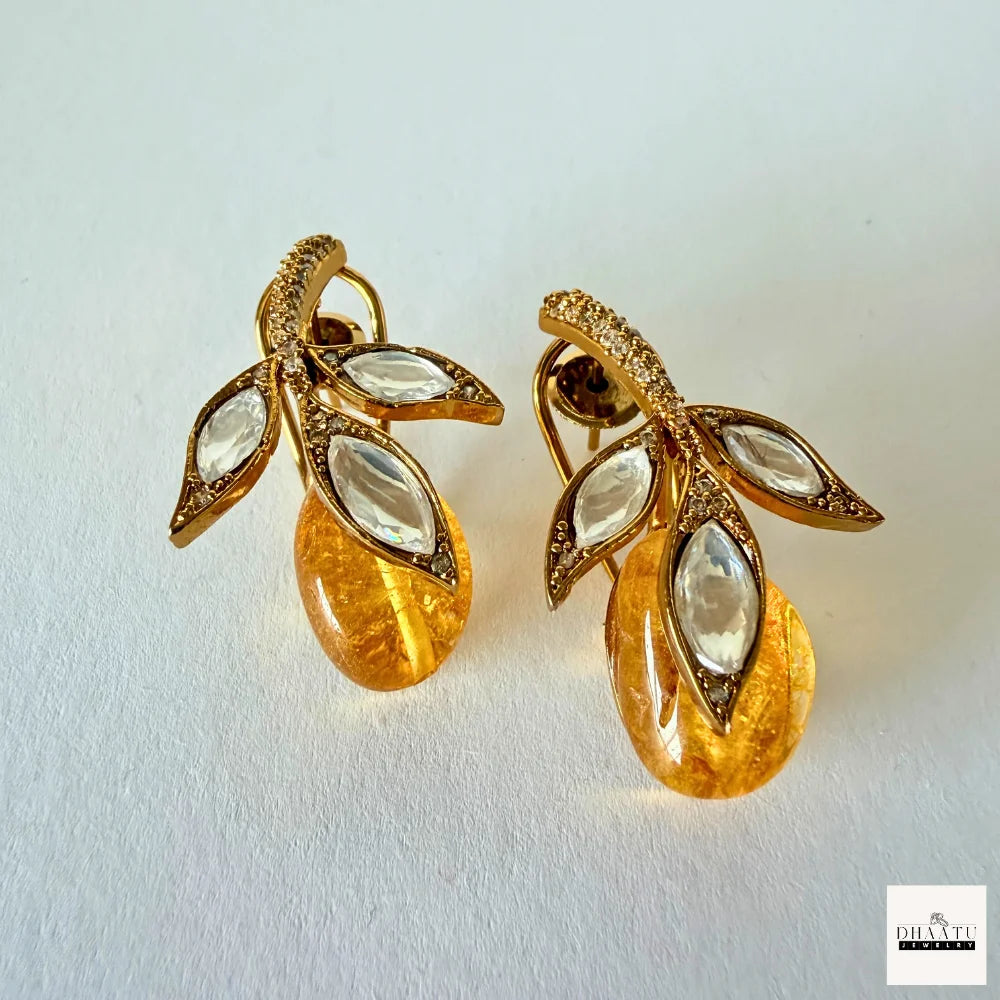 Handcrafted Kundan Leaf Motif Hasli Torque Necklace & Earring Set – 6 Colors