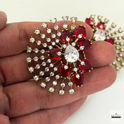 Crystal Floral Statement Studs | Antique Gold Plating