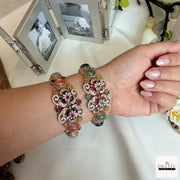 Rivaayat Antique Victorian Brass Cuff Bracelet with Multi-Color Doublet Stones