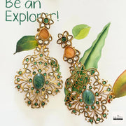 Exquisite Jadau Kundan Style Statement Earrings - Polki & Stone Work Dangler Jhumka for Weddings & Festive Wear