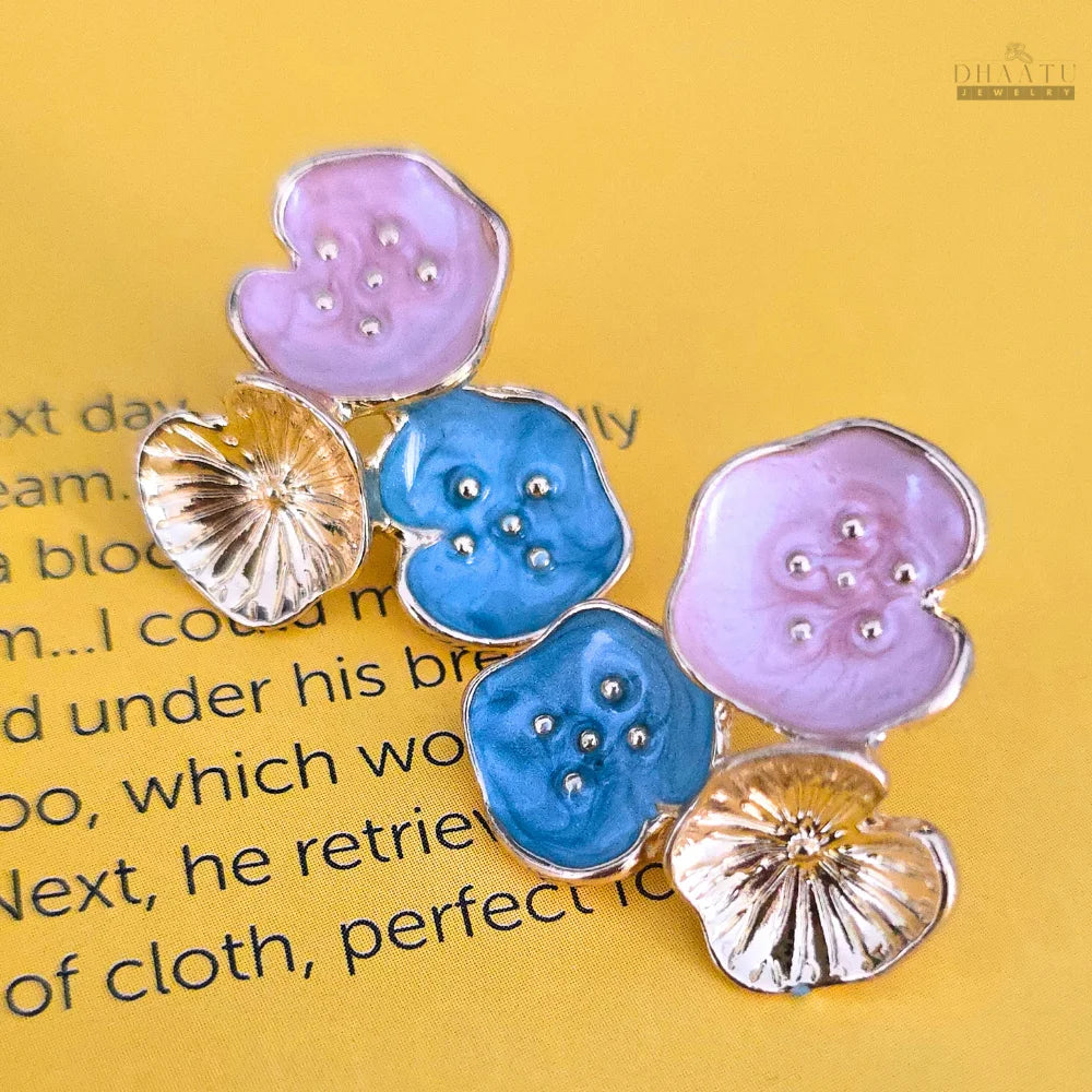 Dhaatu Dimensional Flower Studs - Pastel Palette