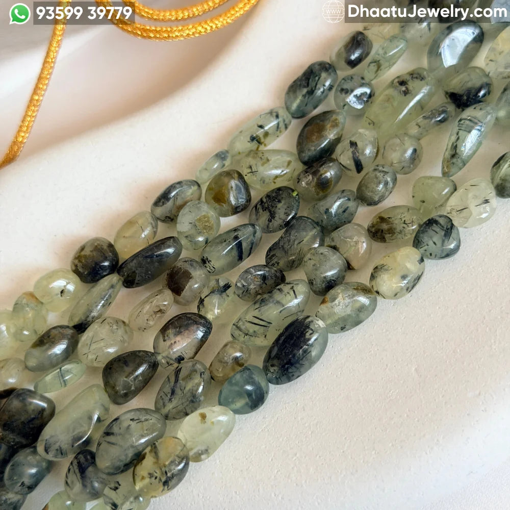 6-Layer Green Prehnite Natural Stone Beaded Statement Choker Necklace - 4.5cm Wide Handcrafted Adjustable Jewelry