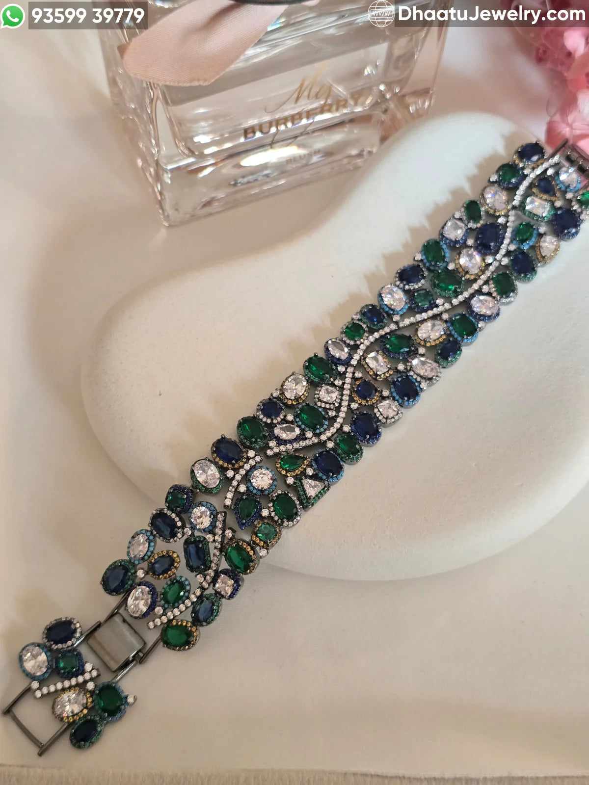 Multicolor Crystal Oval-Cut Statement Bracelet - 18cm to 21cm Extendable - Available in Pastel Pink, Emerald Green, Sapphire Blue, and Rainbow Mix
