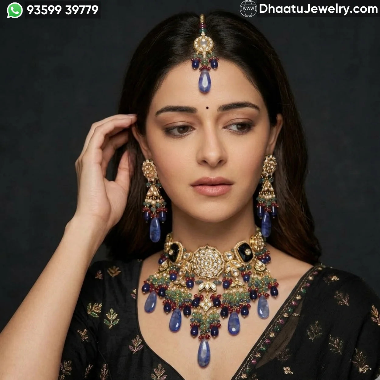 Royal Kundan Meena Choker Set with Semi-Precious Droplets – Blue & Amethyst Variants