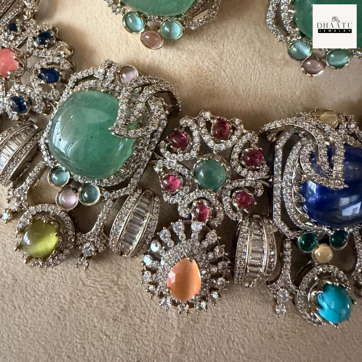 Rivaayat Collection - Victorian Antique Choker Set with Multi-Color Doublet Stones & Matching Earrings