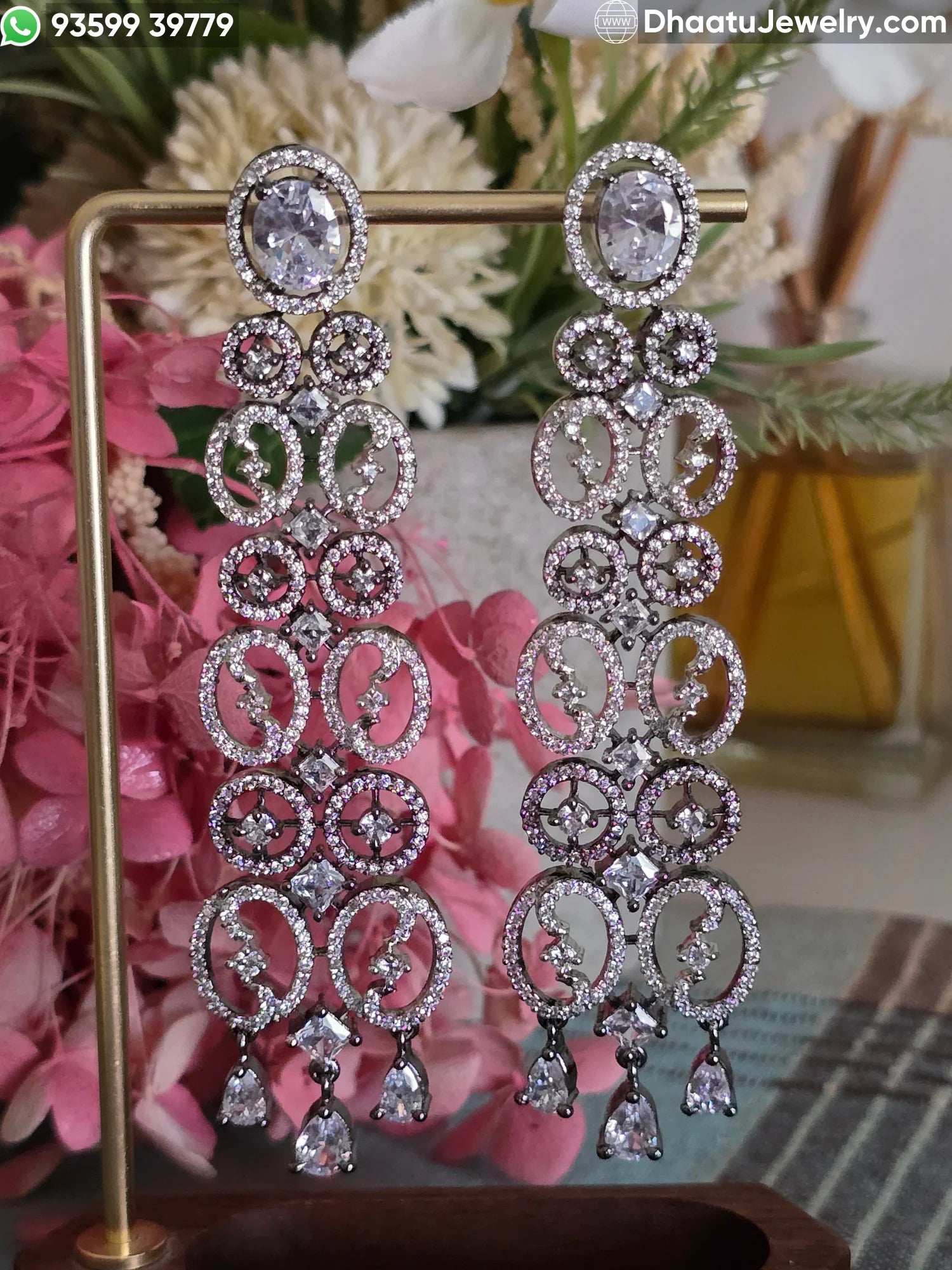 Handcrafted Moissanite & Doublet Chandelier Earrings in Silver Plating