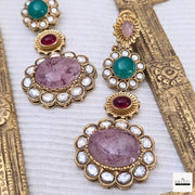 Statement Kundan Polki & Multi-Stone Drop Earrings | Ethnic Indian Danglers