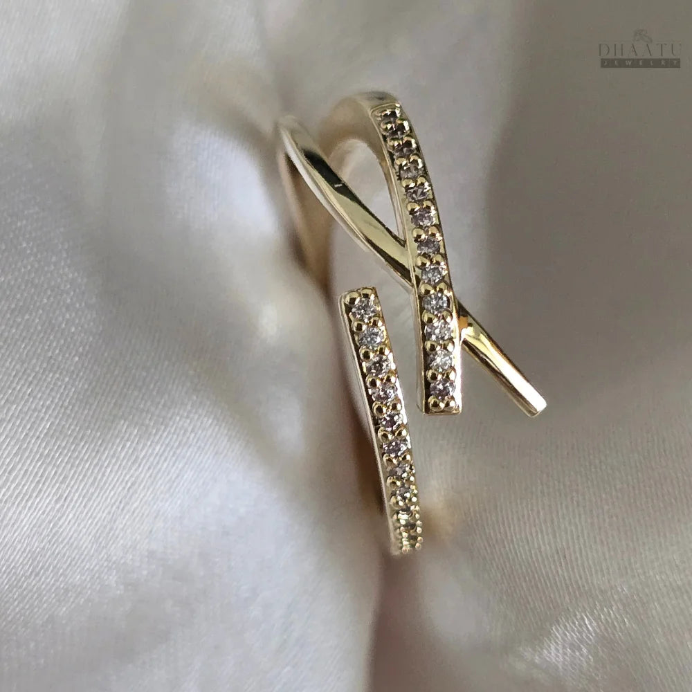 Dhaatu Crisscross Crystal Open Ring