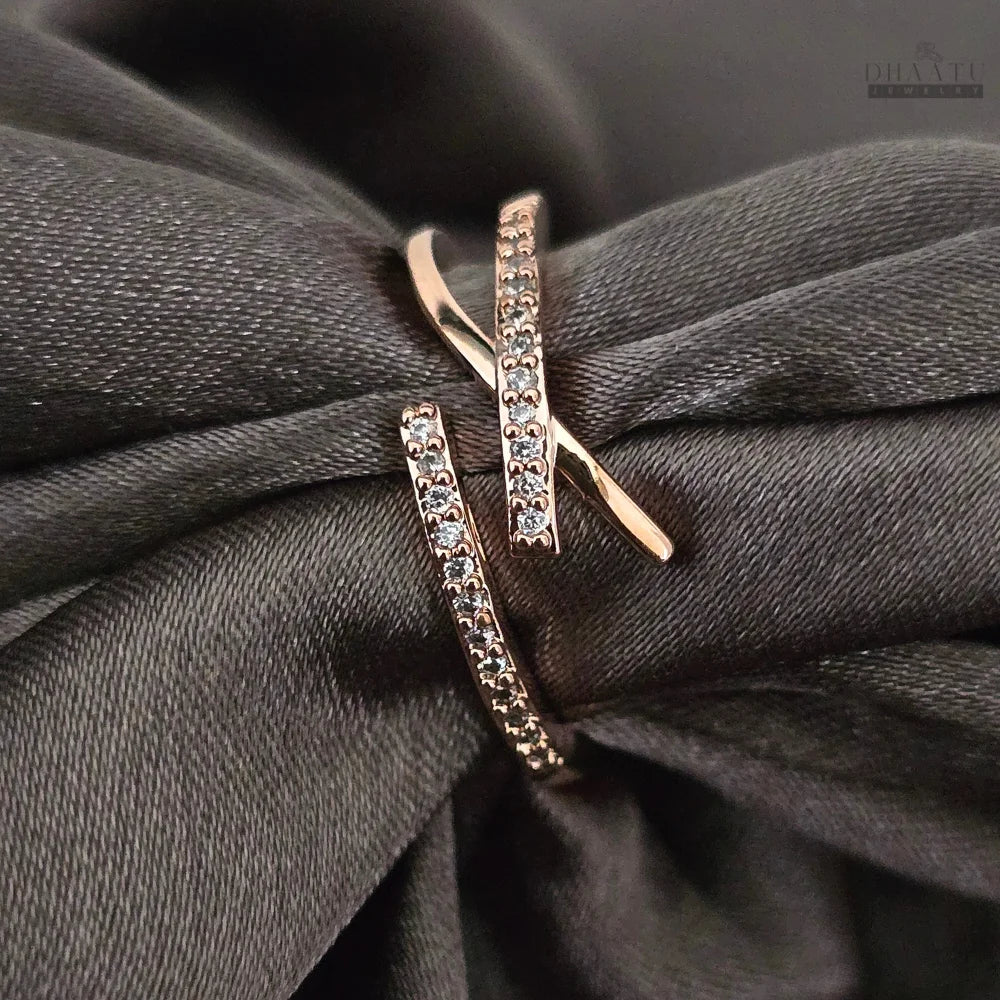 Dhaatu Crisscross Crystal Open Ring