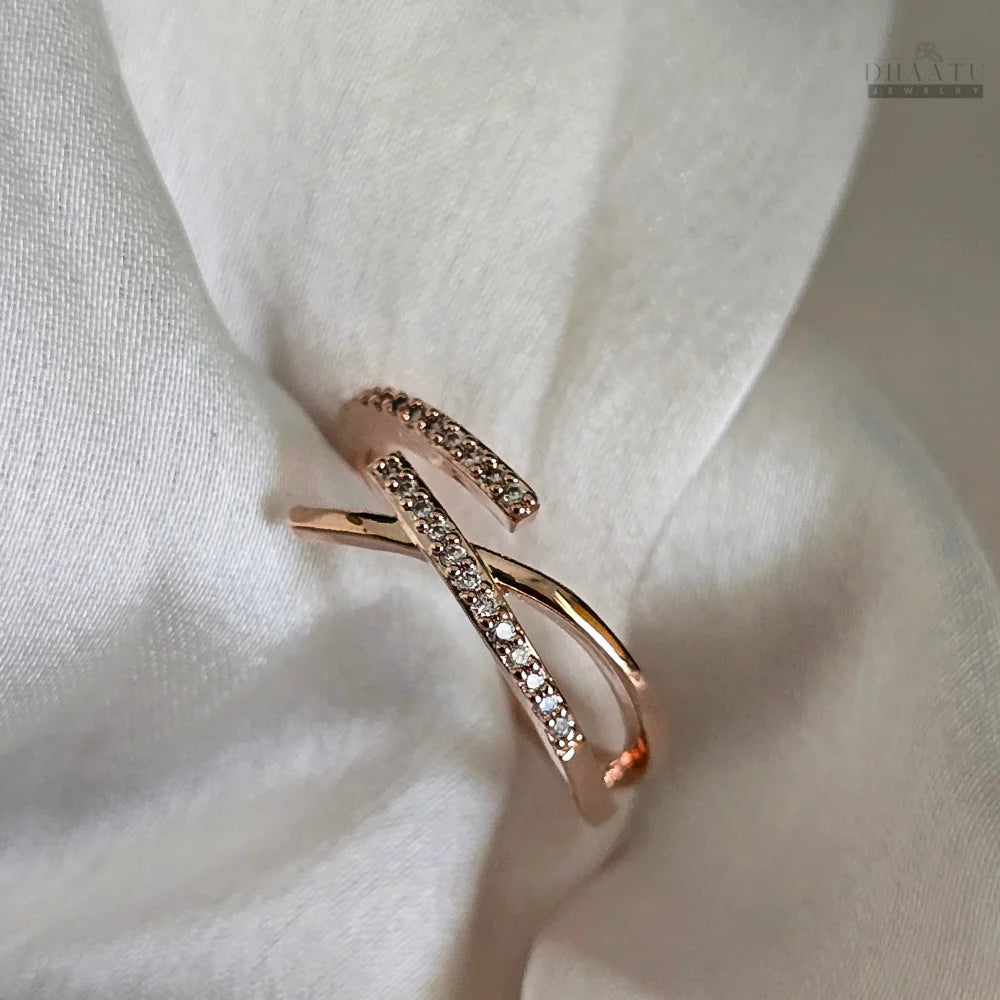 Dhaatu Crisscross Crystal Open Ring