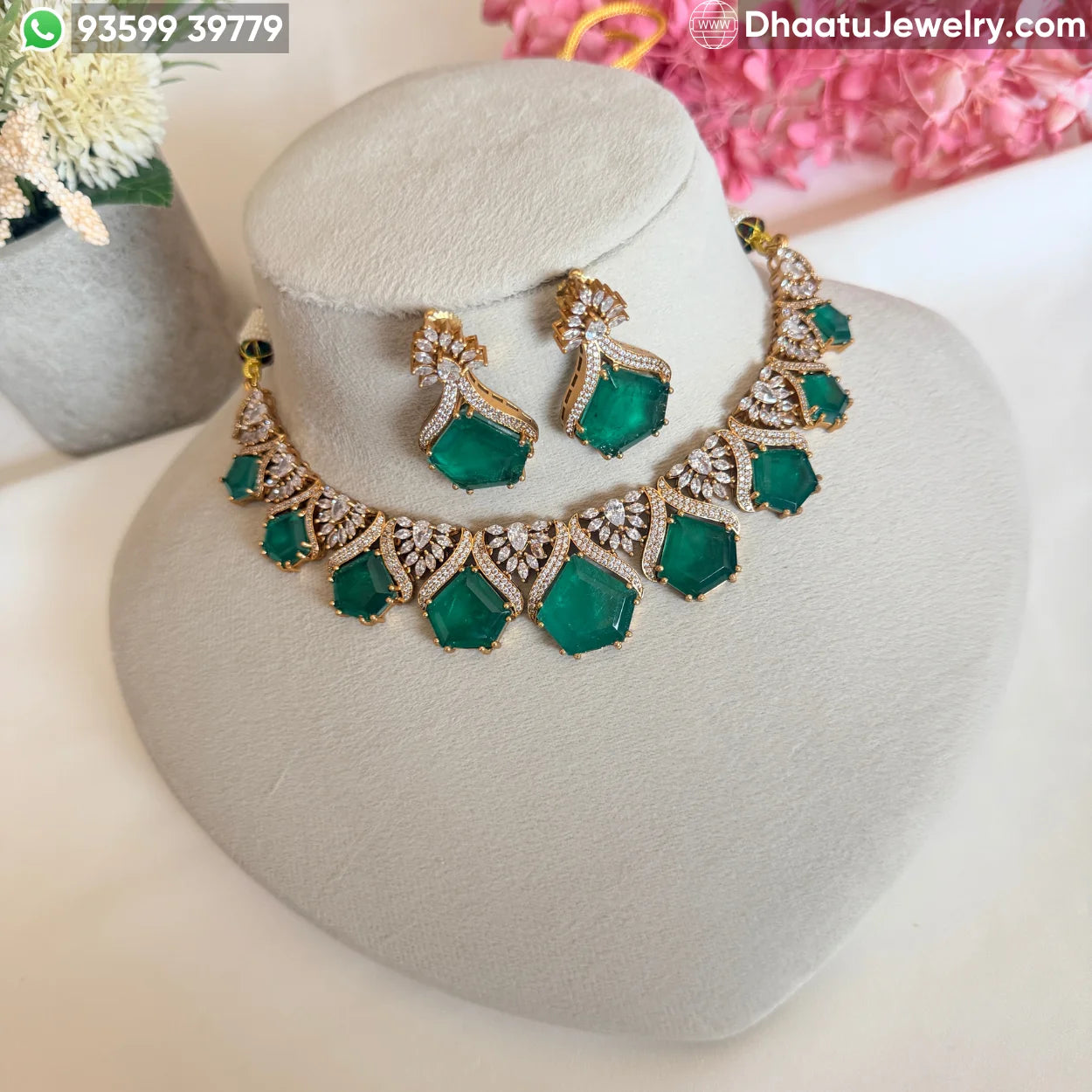 Pentagon Stone Kundan Polki Choker Set with Marquise Detailing
