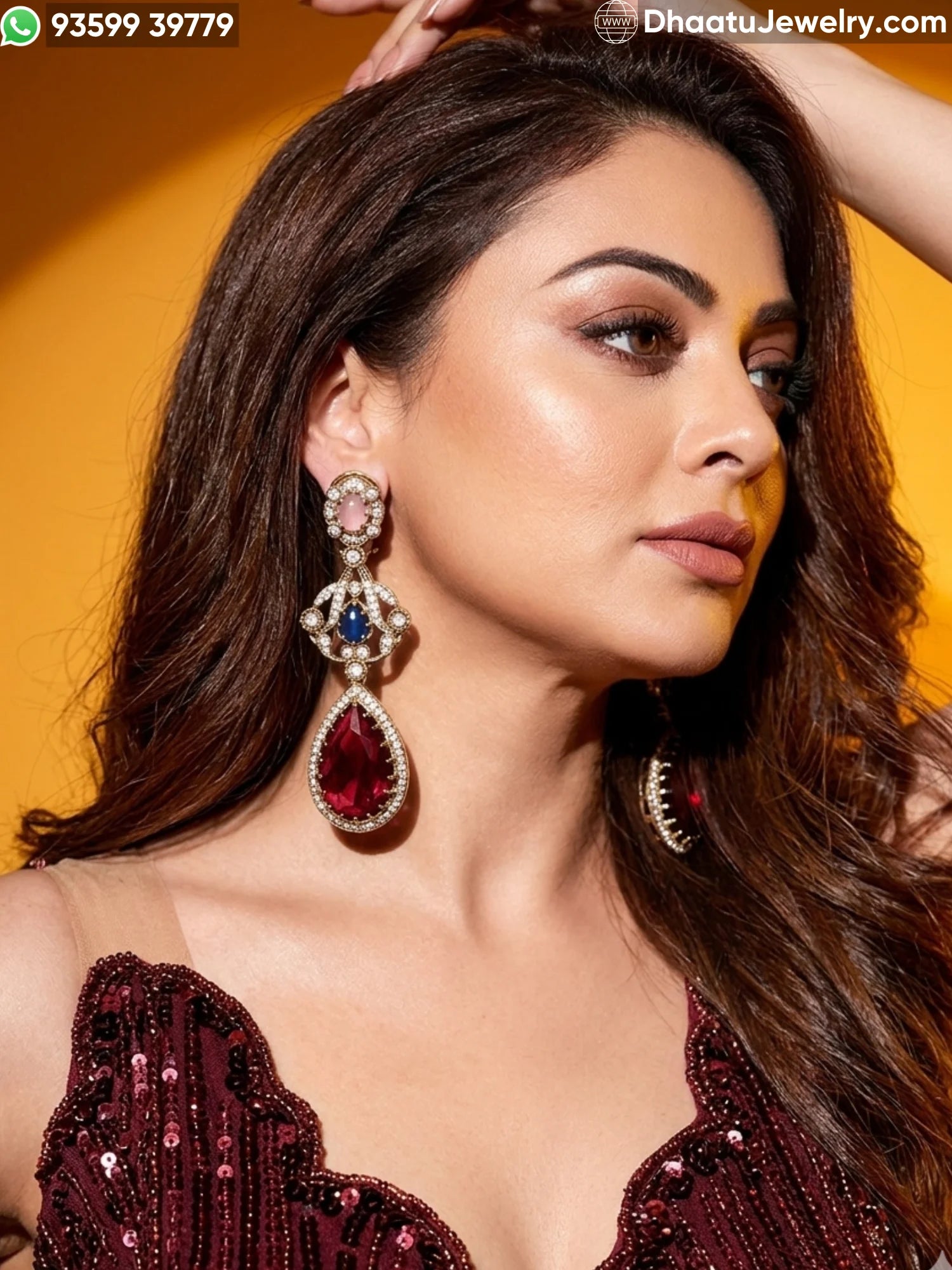 Antique Mehendi Plated Moissanite & Multicolor Doublet Stone Drop Earrings - Rivaayat Collection