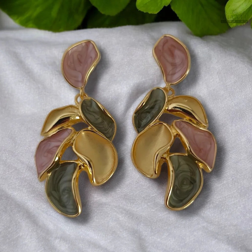 Modern Sculptural Leaf Dangle Earrings