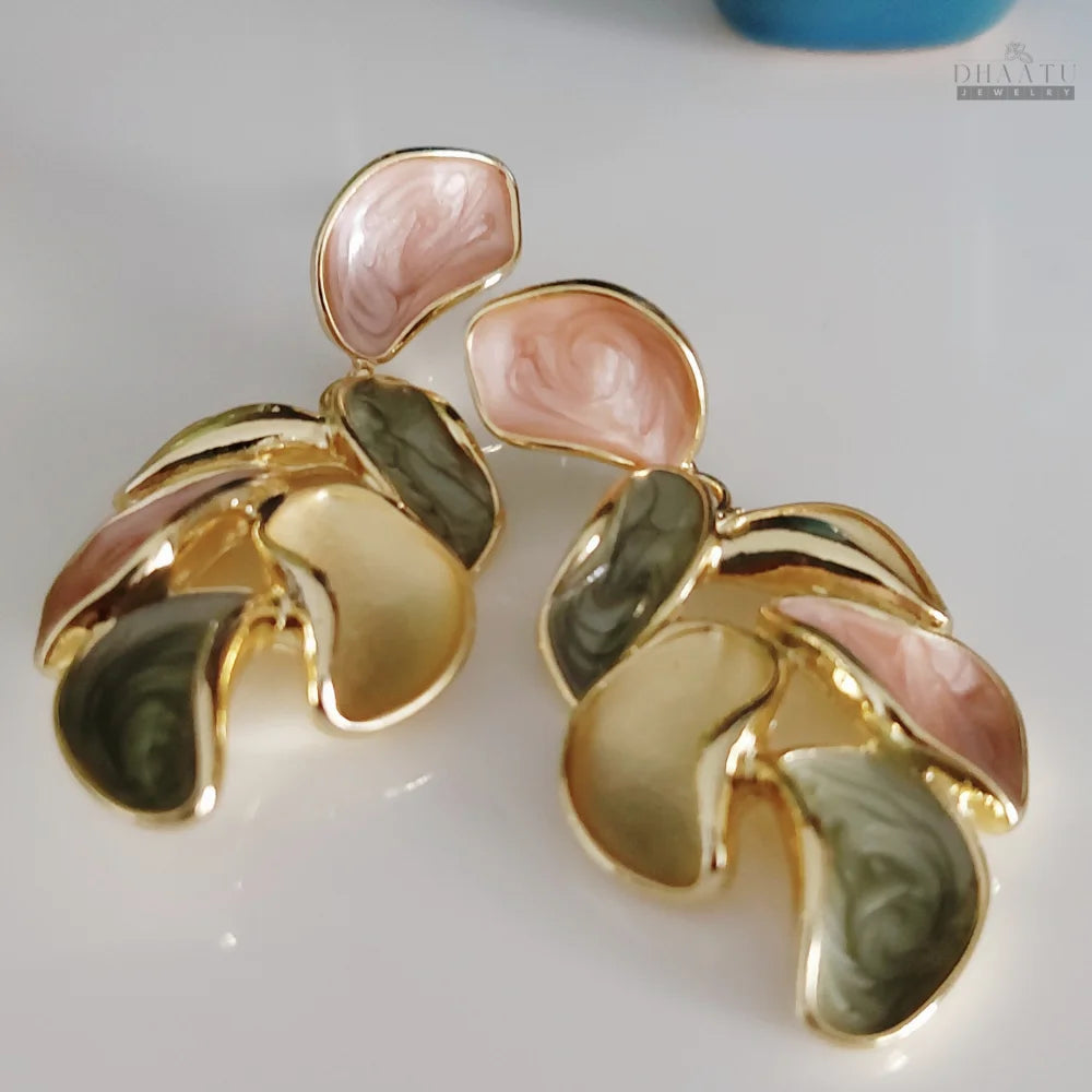 Modern Sculptural Leaf Dangle Earrings