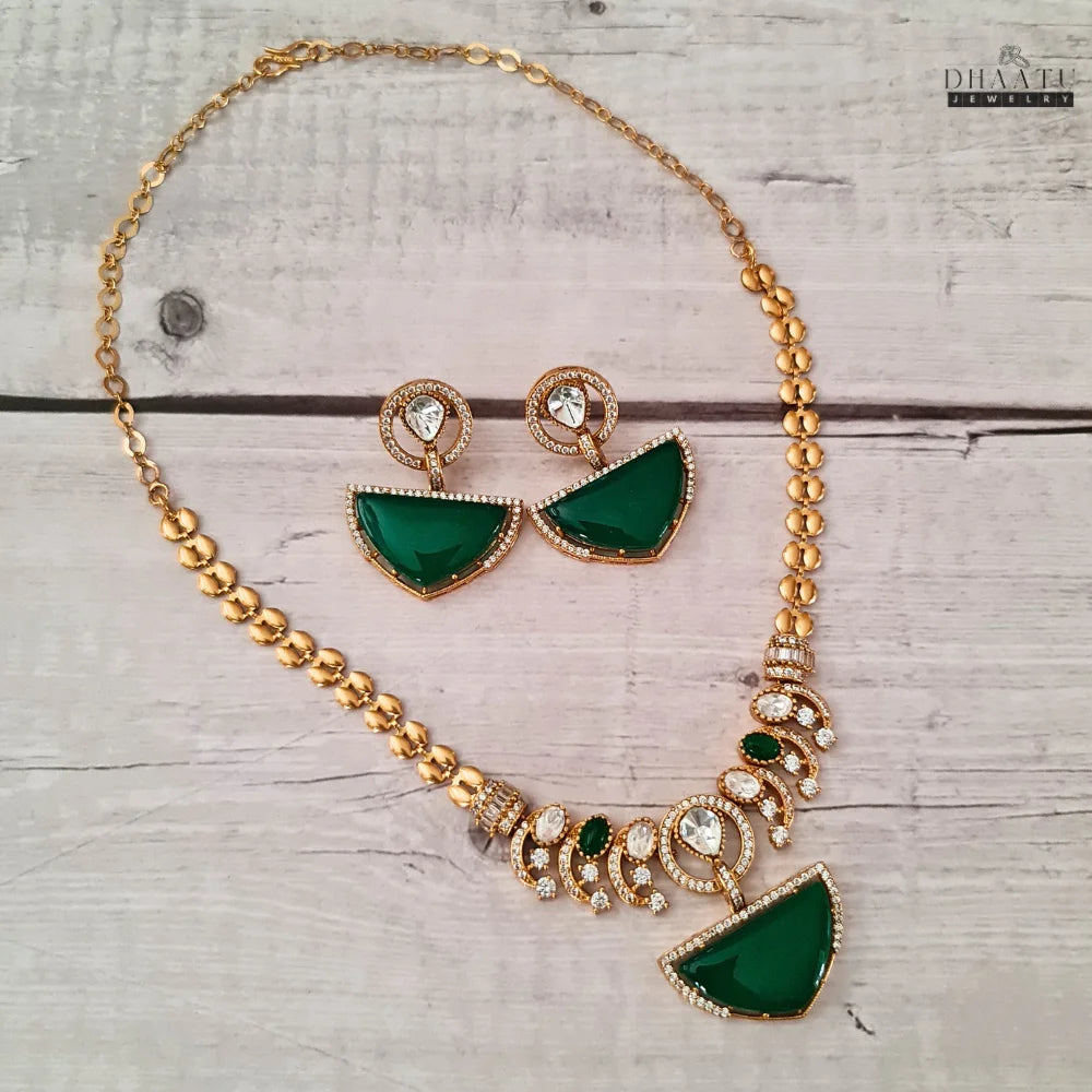 Elegant Gold-Tone Statement Jewelry Set with Accents