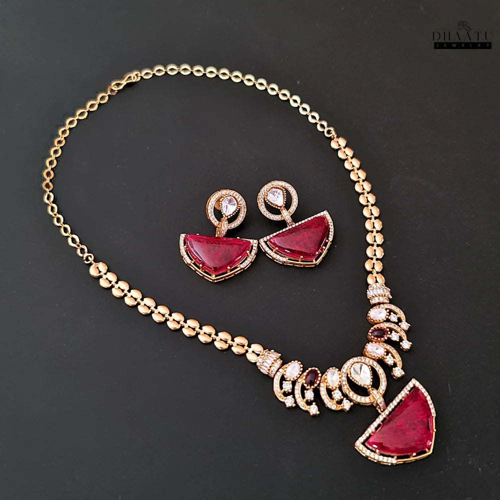 Elegant Gold-Tone Statement Jewelry Set with Accents