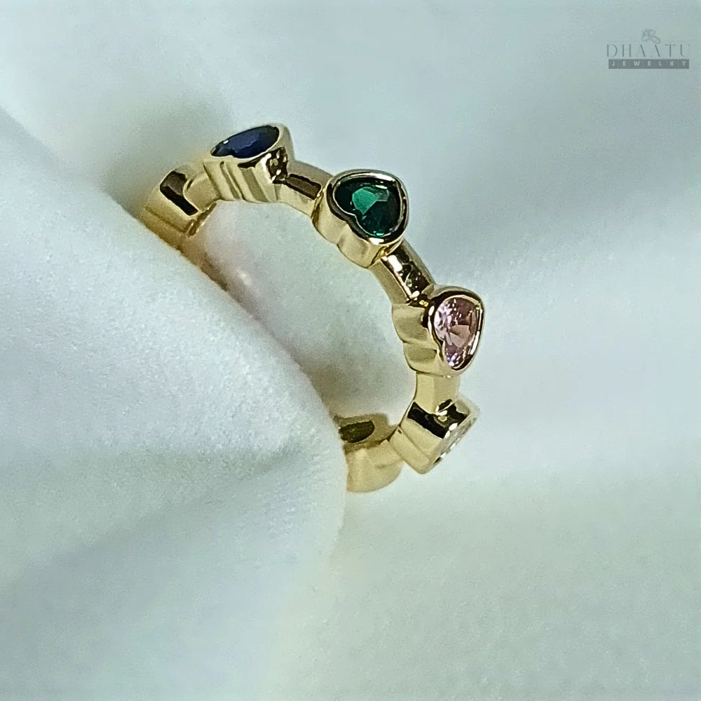 Dhaatu Colorful Heart Cuff Fashion Ring