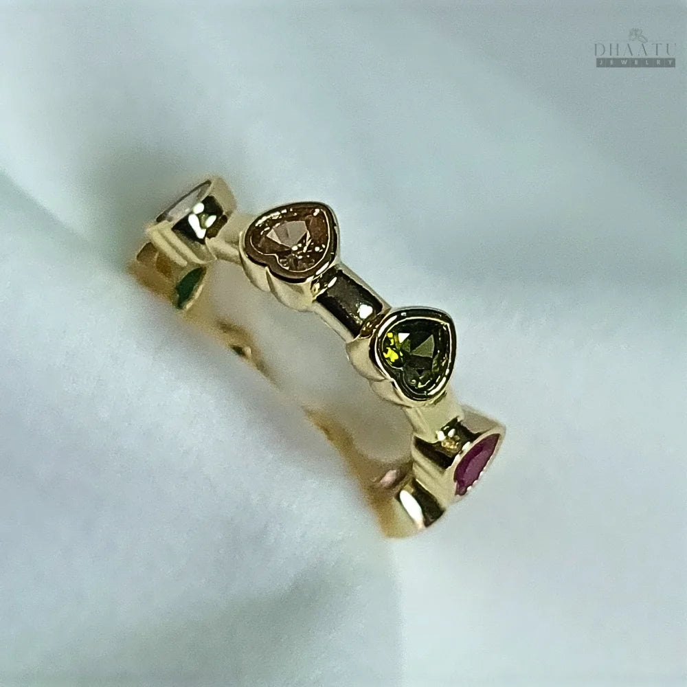 Dhaatu Colorful Heart Cuff Fashion Ring