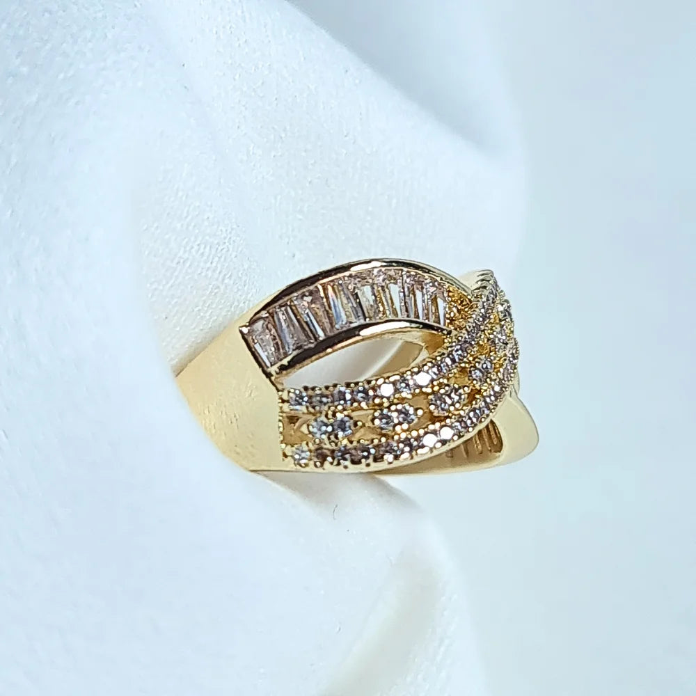 Golden Infinity Ring with Crystal Accents